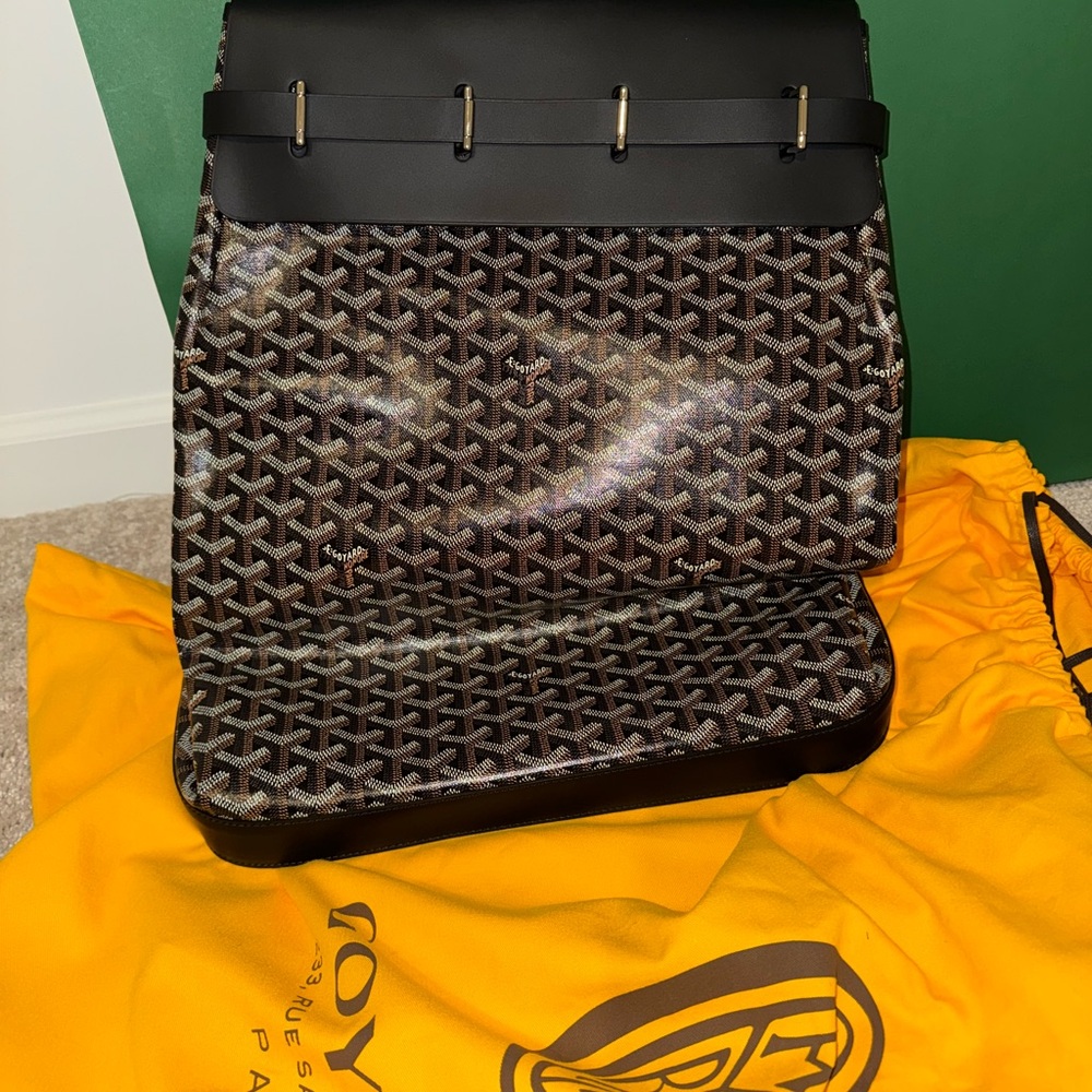 Goyard Black and Brown Backpack with Iconic Pattern